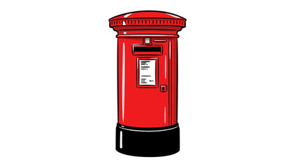Illustration of a red postal box with a slot on a white background viewed from the front