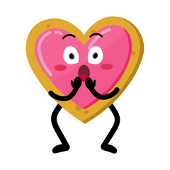 Fototapeta premium Cute Hand Drawn Surprised Heart-shaped Cookie