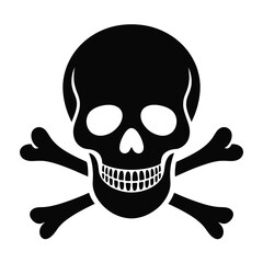 Classic black and white skull and crossbones symbol on a plain background isolated on white background, Vector, illustration