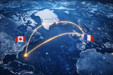 Geopolitical Map Highlighting Greenland Canada and France Arctic Strategy Concept
