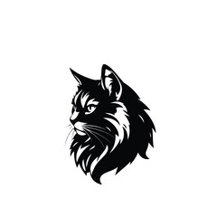 Obraz premium Cat logo design. Cat head silhouette on white background. Cat head vector illustration. 