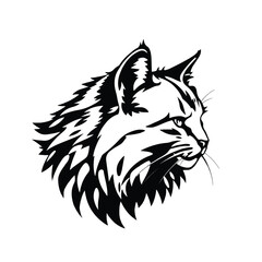 Obraz premium Cat logo design. Cat head silhouette on white background. Cat head vector illustration. 
