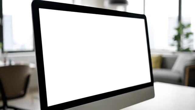 Full HD silent video of a desktop monitor with a blank website screen.
Modern office environment, subtle camera movement.
No sound, no text, no logos.