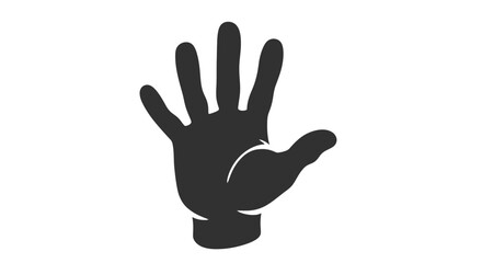 Obraz premium A black silhouette of a hand with palm facing forward and fingers spread apart in a gesture