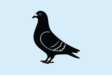 Obraz premium Silhouette of a pigeon standing on a plain background isolated on white background, Vector, illustration