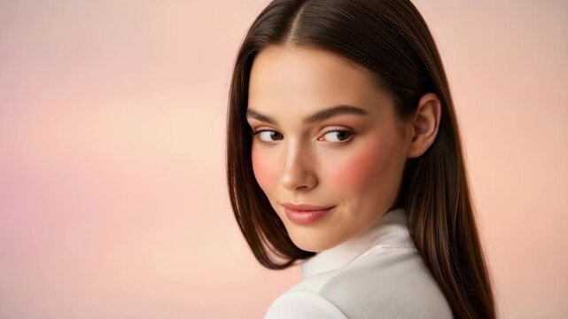 Woman smiling softly in close-up portraits. Subtle expression changes across three frames showing gentle joy and warmth. Beauty concept for emotional visual storytelling.