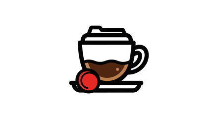 Fototapeta premium Coffee cup icon with dessert isolated