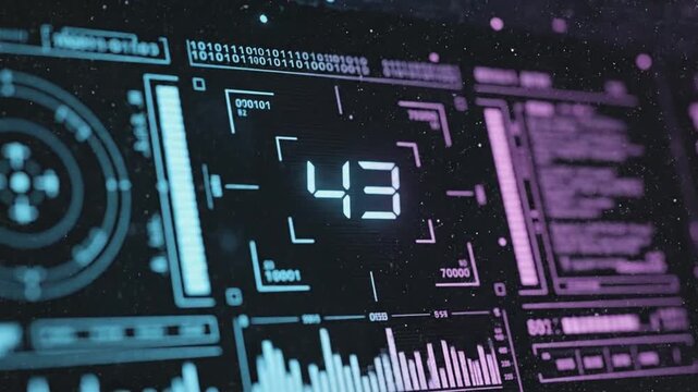 Display shows data readout and analysis from computer system in a tech environment