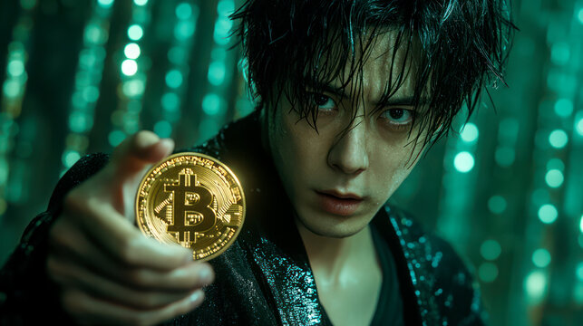 Man with Bitcoin