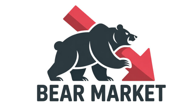Black bear market logo symbol isolated on transparent background.