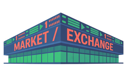Obraz premium Market Exchange Building Sign Closeup isolated on transparent background.