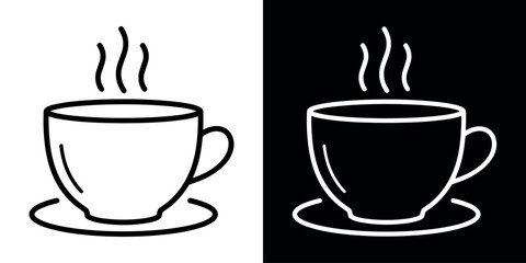 Obraz premium Coffee icon concept in flat black and white style on clean background vector illustration design