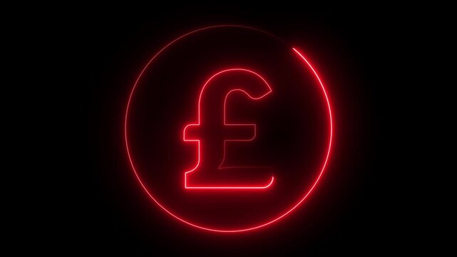 Glowing neon pound sign Icon animation. financial symbol, digital currency, wealth icon. Neon pound icon animation. Glowing neon pound money icon, looped animation. pound currency sign, bank.