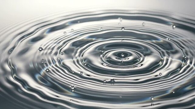 Water Droplets Creating Ripples on Surface.
