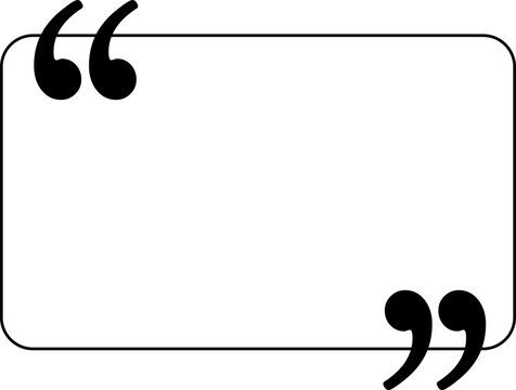 Minimalist Outline Quote Box Frame with Black Quotation Marks.