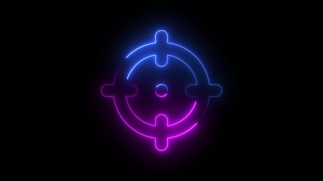 Glowing neon target icon animation. Military training , Military target icon animation. Gun target set icon, Sight sniper target motion background. gun aim, sniper target, hunting, target audience.