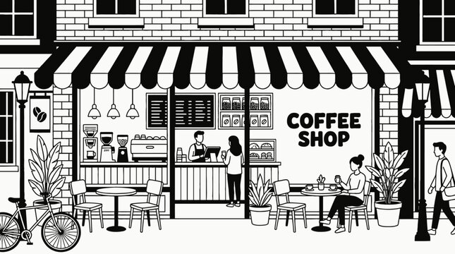 coffee shop store retail interior business commercial market display products customer service shopping merchandise storefront design sales urban local equipment shelves counter with espresso