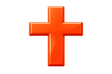Obraz premium Orange christian cross representing spirituality, hope, and faith. A simple yet powerful 3d glossy symbol with a transparent background