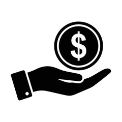 hand holding dollar coin on white background symbolizing money banking payment savings investment for finance and economy.