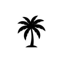 Obraz premium a black palm tree silhouette on a white background tropical summer vacation beach holidays and island paradise branding.