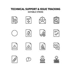 Technical Support Ticket set icon flat vector design.