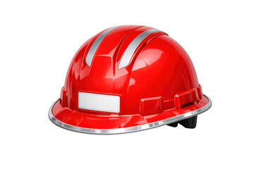 Fototapeta premium Red construction hard hat offering industrial safety and head protection for workers, transparent background