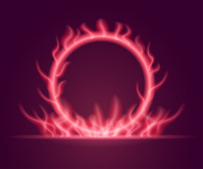 Fire circle and burning flame on dark background