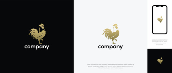 Premium Golden Rooster Logo Design for Modern Branding Business and App Icon.
