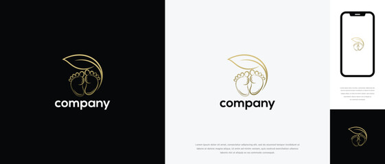 Golden Mango Leaf Logo Design Elegant Minimalist Organic Fruit Brand Identity.
