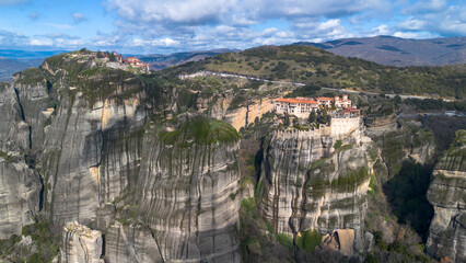 Meteora, a rocky area with monasteries near the Greek city of Kalambaka - Greece
