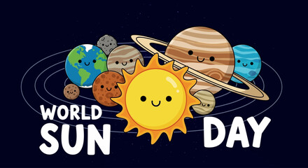 Vibrant illustration of planets and sun in orbit on World Sun Day from a unique celestial viewpoint © Adam