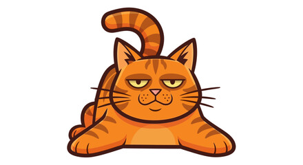 Obraz premium An angry cartoon cat lying down with its tail raised in a relaxed position