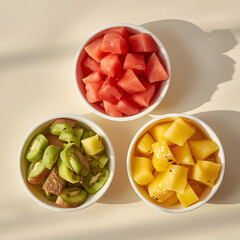 fruit salad in a glass bowl