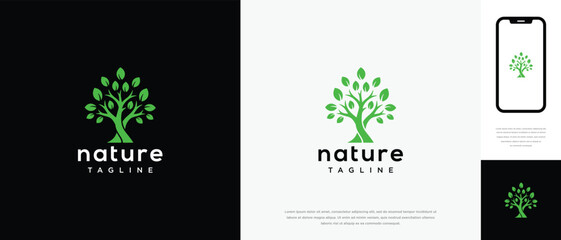 Green Tree Nature Logo Design for Eco-Friendly Brands Environment and Organic Products.