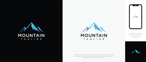 Modern Mountain Peak Logo Design Vector for Outdoor Adventure Brands and Nature Concepts.