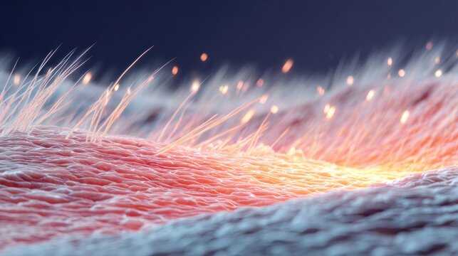 Deep Red Heat Wave Spreads Through Microscopic Landscape Representing Healing Response and Inflammation Process