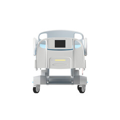 hospital bed with advanced features and digital display on white background
