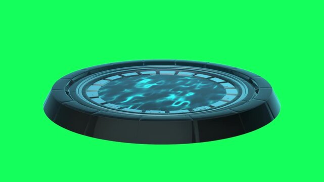 Futuristic Ground Portal 3D Energy Ring - Loop Green Screen Graphic Element V2