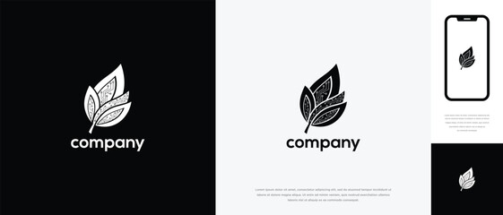 Organic Leaf Logo Design for Eco-Friendly Brand Natural Product Health Wellness or Beauty Company.