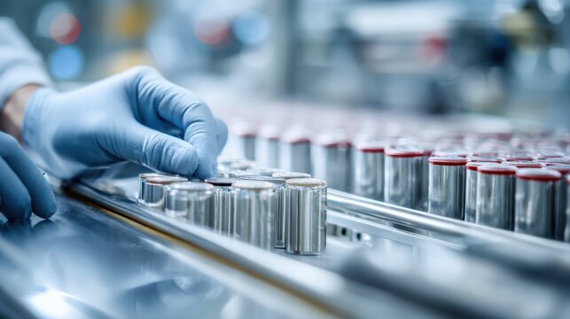 Scientist Works in Sealed Glovebox on Battery Research and Development With New Anode Materials and Chemicals in a Lab Setting