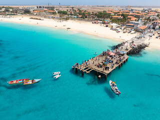 Aerial view of Santa Maria beach in Sal Island Cape Verde - Cabo Verde © Samuel B.