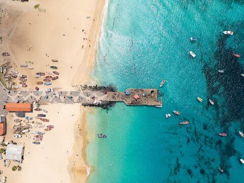 Aerial view of Santa Maria beach in Sal Island Cape Verde - Cabo Verde