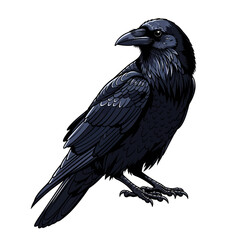 Naklejka premium Detailed Illustration of a Black Raven Bird