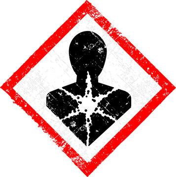 GHS08 Serious Health Hazard Pictogram. Grunge Distressed Silhouette.