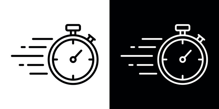 Time fast icon line art, vector set