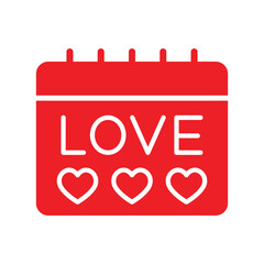 Vector Red Love Calendar Icon