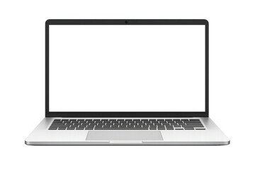 Modern laptop mockup with blank transparent screen, digital display for technology marketing and content presentation