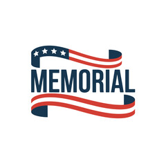 Memorial Day tribute text with American flag ribbon