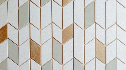 Geometric Tiled Wall Design Featuring Triangular Shapes and Earthy Tones for Modern Interior Decoration and Contemporary Aesthetic Appeal