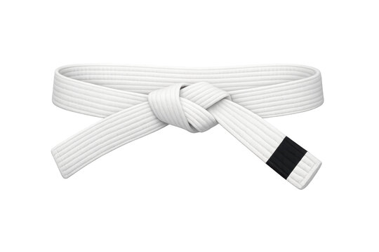 White martial arts belt demonstrating discipline, hierarchy, and progression in combat sports on transparent background